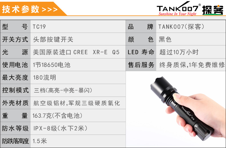 選購強光手電筒什么品牌好？探客TANK007手電筒生產(chǎn)廠家